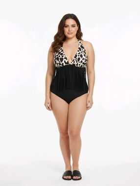 Fringe one piece bathing suit